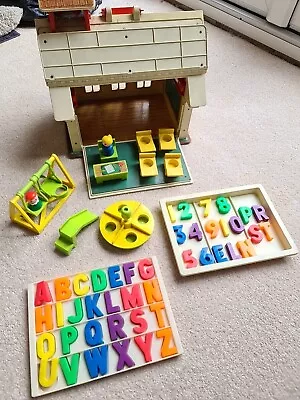 Buy Fisher Price Play Family School. 1971. Figures Playground Letters Numbers • 30£