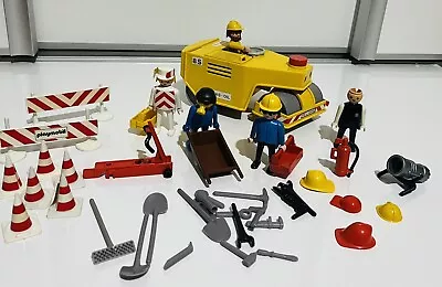 Buy PLAYMOBIL Construction Bundle Figures And Steam Roller Set 3533 Vintage • 20£
