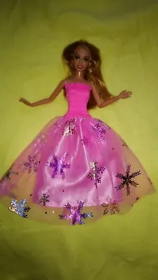 Buy Barbie Dolls Glitter Dress Snowflake Pink Princess Wedding Dress K31 Wedding • 11.44£