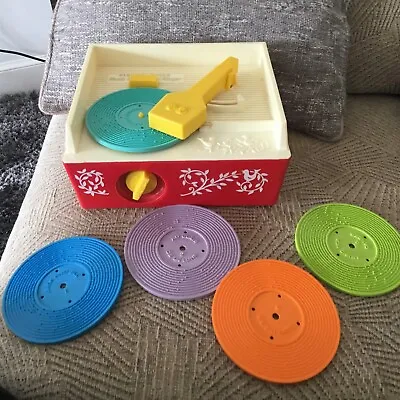 Buy Vintage Collectable Fisher Price Record Player 5 Records 70s • 42.50£