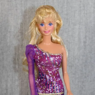 Buy BARBIE MATTEL Doll Vintage Fashion 1980s Blonde Purple Gold Dress • 29.75£