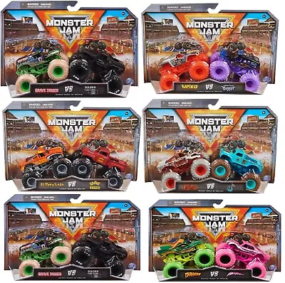 Buy Monster Jam 2 Pack 1:64 Scale Trucks Ages 3+ New Toy Grave Digger Zombie Dragon • 22.20£