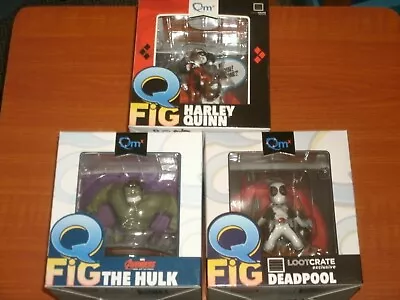 Buy Marvel/DC Q FIGS 'QM':  HARLEY QUINN, DEADPOOL & THE HULK '3-Piece Job Lot'  • 24.99£
