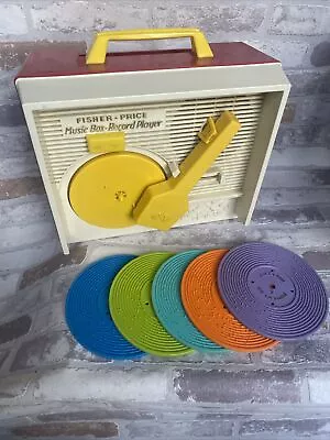 Buy Vintage Collectable Fisher Price Record Player Toy With 5 Records 1971 Music Box • 39.99£