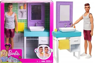 Buy Barbie KEN Doll HOME ACTIVITIES BATHROOM Shaving FYK53 Mattel • 94.73£