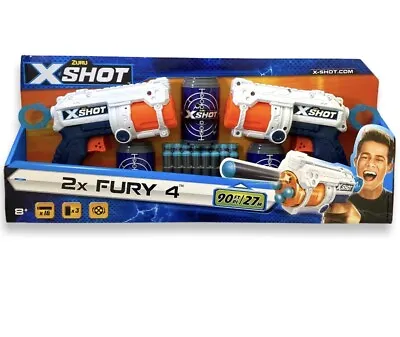 Buy X-shot Double 2X Fury 4 Foam Dart Blaster Combo Pack (16 Darts, 3 Cans) New • 14£