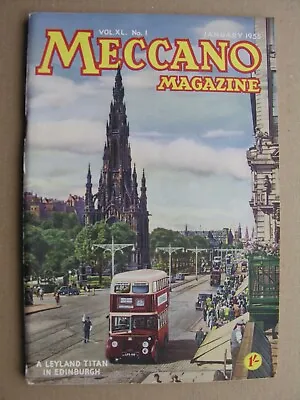 Buy 1955 MECCANO MAGAZINE Jan Leyland Titan Edinburgh, Folland Midge, Beattock Bank • 8£