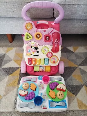 Buy Vtech First Steps Baby Walker & Fisher Price Laugh/Learn Manners Snack Food Tray • 35£