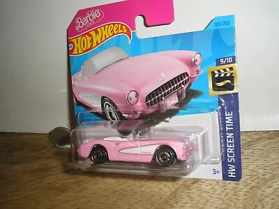 Buy Hot Wheels BARBIE Movie Car '56 Corvette Barbie's PINK Coupe HW Screen Time Rare • 2.49£