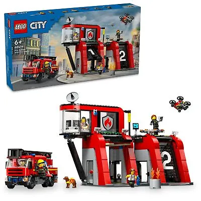 Buy LEGO City Fire Station And Fire Engine Toys Present Blocks Boys Girls Children  • 129.82£