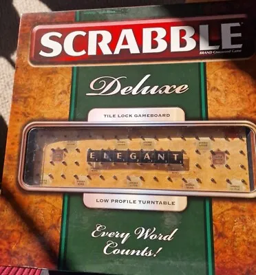 Buy Scrabble Deluxe Tile Lock Board Game Turntable  Complete • 21£