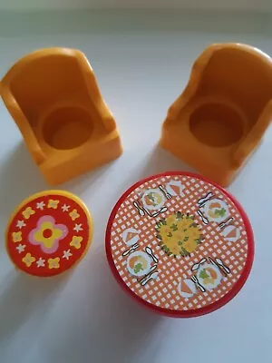 Buy Vintage Fisher Price Little People Yellow Winged Chairs X 2 And 2 Tables 1970's • 5£
