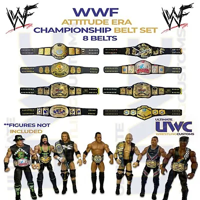 Buy WWE WWF Attitude Era Belts Full Custom Set X 8 For Mattel/Jakks/Elite Figures • 13.99£