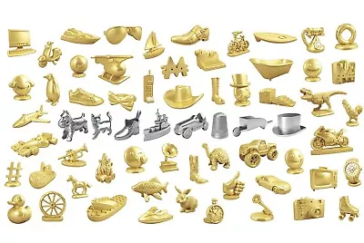 Buy Monopoly Individual Metal Game Silver And Gold Tokens / Pieces / Spares • 6.99£