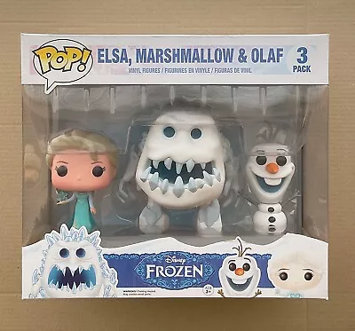 Buy Funko Pop Disney Frozen Elsa, Marshmallow & Olaf 3 Pack (Box Wear) + Protector • 99.99£