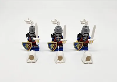 Buy Lego Lion Knight Castle Minifigure Army White Hat X3 New (g7) • 27.99£