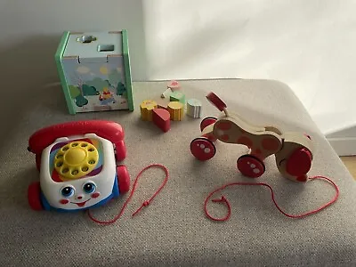 Buy Toy Bundle Wooden Shape Sorter Winnie The Pooh Fisher Price Pull Along Telephone • 7.99£
