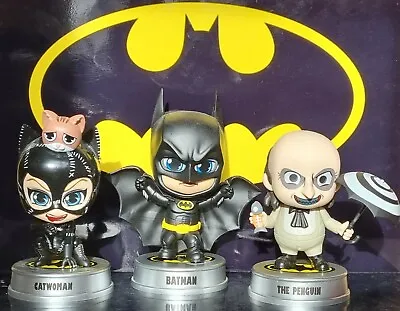 Buy Batman Returns BATMAN CATWOMAN & PENGUIN 3.75  Hot Toys Cosbaby Figure Bundle • 49.99£