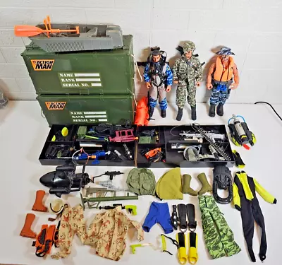 Buy Action Man Job Lot Bundle Doll Figures, Loads Of Accessories Boat & Clothes 90s • 50£