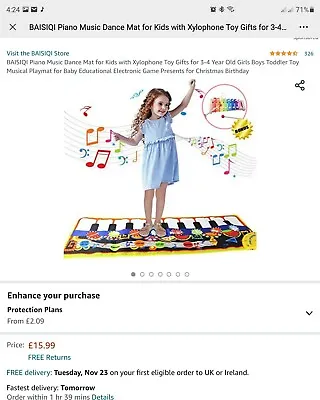 Buy Christmas Gift Piano Music Dance Mat For Kids With Xylophone Toy Gifts  • 8.99£
