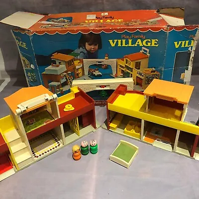Buy Vintage 1970's Fisher Price Play Family Village Original Box • 34.99£