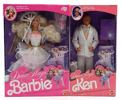 Buy Set Of 2x Vintage Mattel 1989 Dance Magic Doll: Barbie 4836 + Ken 7081, NrfB • 187.69£