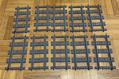 Buy Lego Train Track 10x Straights Dark Blue Grey Genuine Lego • 7.50£