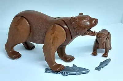 Buy Playmobil Animals Large GRIZZLY BEAR With SALMON And CHILD Zoo Zoo Zoo Wiltopia*80 • 6.90£