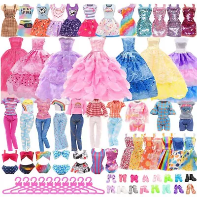 Buy 38Pcs Barbie Doll Clothes Set Dresses Tops Pants Shoes Bikini Accessories Kit • 17.88£