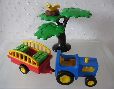 Buy PLAYMOBIL 123 Farm Or Zoo Tractor Trailer Food Crates, A Tree & A Bird In A Nest • 12£