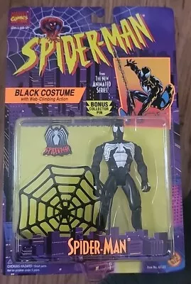 Buy Marvel Comics SpiderMan Animated Series 1995 BLACK COSTUME SPIDERMAN Toy Carded • 25£