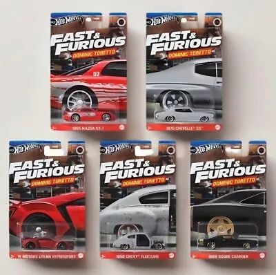 Buy Hot Wheels 2024 F&f Dominic Toretto Full Set Of 5 - Mazda Rx-7, Fleetline, Lykan • 36£