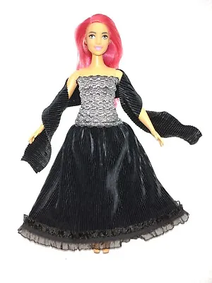 Buy Barbie & Curvy Dolls Glitter Dress Princess Evening Ball Gown Black K24 Dress • 10.23£
