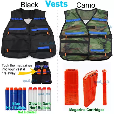 Buy Nerf Tactical Vest Jacket + Refill Bullets Clip Cartridge Kit For Toy Guns Elite • 7.99£