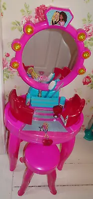 Buy Theo Klein Kids Barbie Pink Plastic Vanity Dressing Table Chair Stool And Mirror • 28£