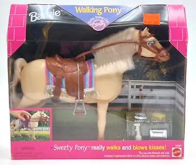 Buy 1998 Barbie Riding Club Sweet Walking Pony Figure / Mattel 18497, NrfB • 57.49£
