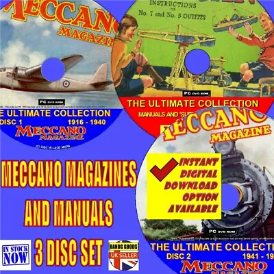 Buy 1000+ Meccano Magazine Manuals + Model Projects Plans Collection 1906-89 3 DVD's • 9.79£