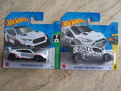 Buy Hot Wheels X2 Ford Mustang Mach.E1400/Transit Connect White 1:64 Short Cards New • 3.49£