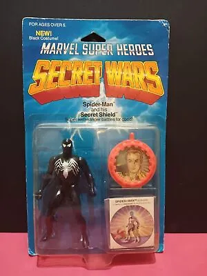 Buy Figure Blister Marvel Secret Wars Black Spiderman Black Shield Mattel 1984 • 440.38£