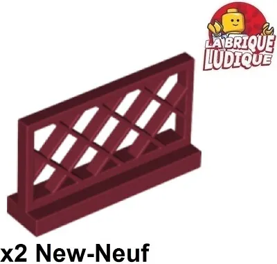 Buy LEGO X2 FENCE BARRIER CROSSOVER GRID X 1x4x2 Dark Red/dark Red 3185 NEW • 1.59£