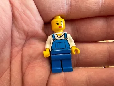 Buy LEGO Town Mini Fig (Figure) Overalls Blue V-Neck Shirt (Genuine) No Hair • 2.99£