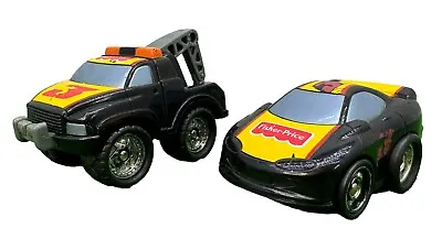 Buy Fisher Price Vintage 1990s Big Action Garage? Tow Truck & Car Rare Black Colours • 12.99£