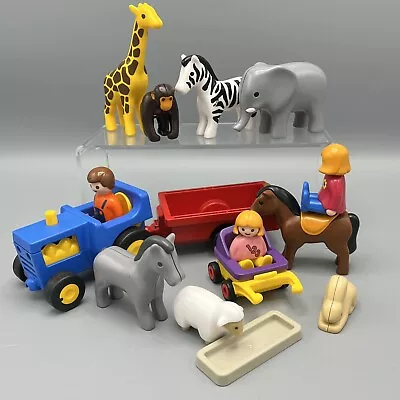 Buy Playmobil 123 Animal Figure Tractor Bundle 15 Pieces Zoo Farm Baby • 10.99£