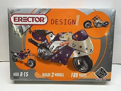 Buy Erector Design Motorcycle Metal Building Set Meccano - 3 Models 189 Parts NEW • 24£