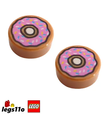 Buy LEGO X2 Strawberry Donut Frosted Sprinkles - Round 1x1 Tile NEW 21612 / 98138 • 2.79£