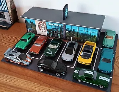 Buy 1:64 Scale Model Ready Made Building Starbucks Shop & Car Park For Hotwheels • 12.85£