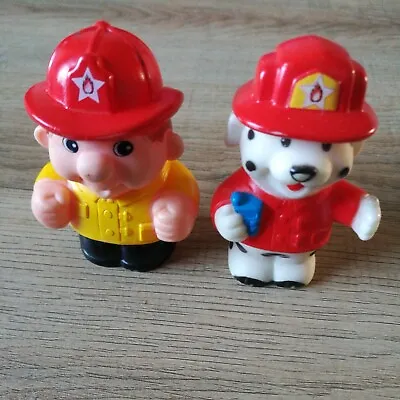 Buy Fisher Price Little People ? - 2 Firefighters -Man And Dalmatian Dog Good Cond • 3£
