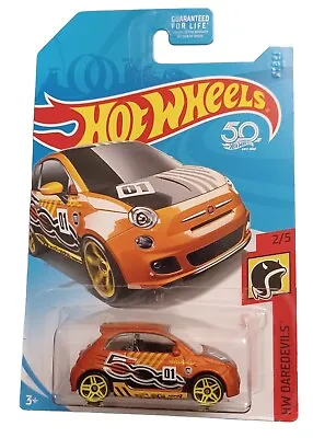 Buy 2018 Hot Wheels HW Daredevils Fiat 500 Orange Die Cast Toy Car NIB • 3.95£