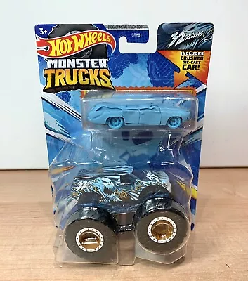 Buy Hot Wheels Monster Trucks 32 Degrees Truck With Crushed Car 1:64 Scale New • 12.95£