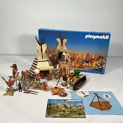 Buy Playmobil 3733 Western Indian Tepees Campsite Village Complete With Box 90s Set • 79.99£